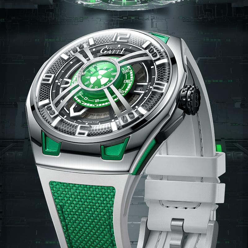 Bonest Gatti Uhren Herren Hohle mechanische Uhr Automatik Wasserdicht Mode Temperament Uhr