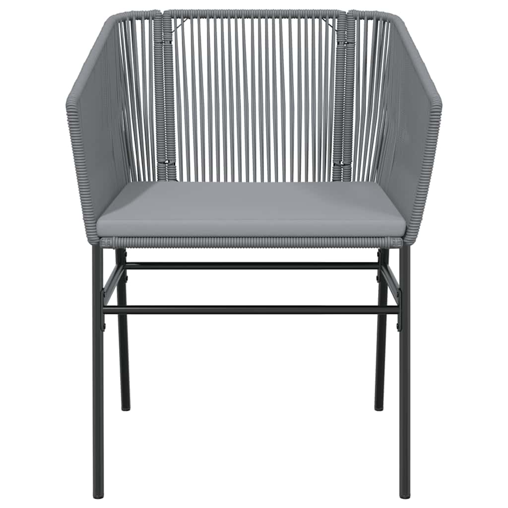 5 Piece Outdoor Dining Set with Cushions Grey Poly Rattan Glass Table