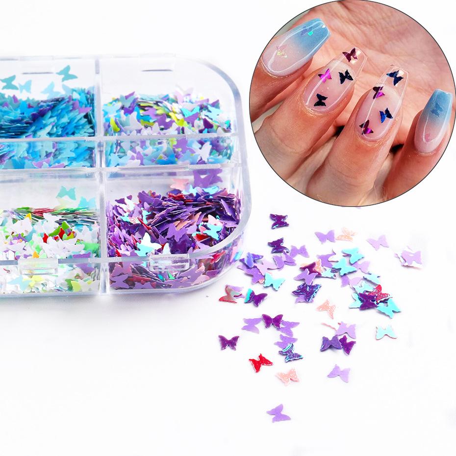 Nail Art Accessories 12 Colors Laser Symphony Butterfly Sequins Nail Decoration Sequins