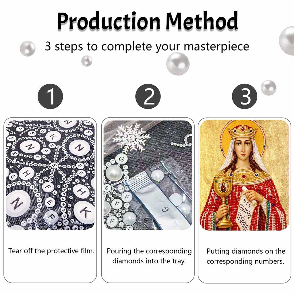 DIY 3D Pearl Diamond Painting Art Set Saint Barbara Religious Icon Home Decor Art Set Wall Art