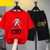 Kids Summer Children Clothing CR7 Soccer Star Print Short Sleeve Top Shorts 2pcs Set Soft Sports Tracksuit Outfit Wear