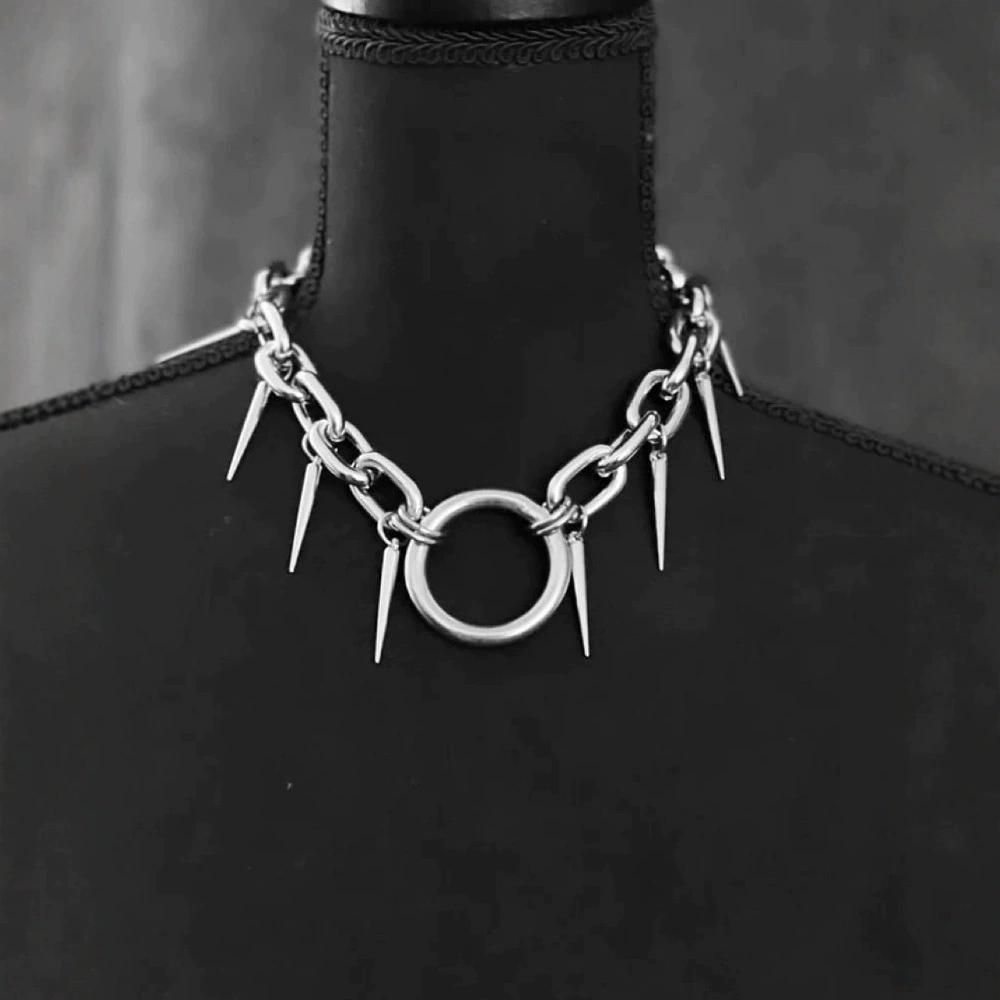 Fashionable Punk Geometric Rivet Necklace Female Instagram Hip-Hop Punk Cold Style Personality Collarbone Chain