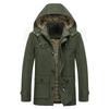 Men's Cross-Border Casual Fleece-Lined Cotton Jacket - Warm Mid-Length Trench for Autumn/Winter