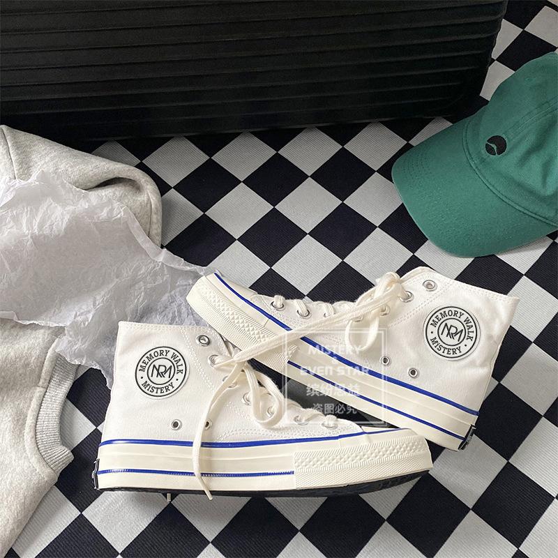 Biało-niebieskie buty płócienne studenckie męskie i damskie buty dla par buty codzienne 18