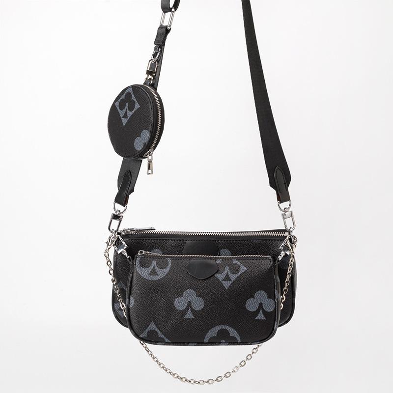 New retro women's bag printed three-in-one mahjong bag wide shoulder strap single shoulder messenger bag playing card pattern child and mother bag