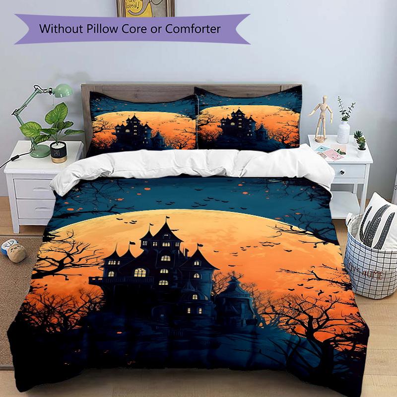 3pcs bedding set Castle Moon Includes 1 Comforter + 2 Pillowcases, Without Pillow Inserts, Soft Comfortable, Lightweight Breathable, Printed