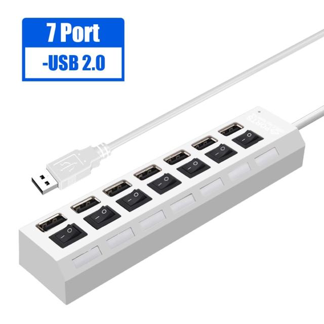 

4/7 портов USB 2,0 концентратор для адаптера ноутбука мощность док-станции разветвитель для ноутбука USB с переключателем ПК компьютерные аксессуары