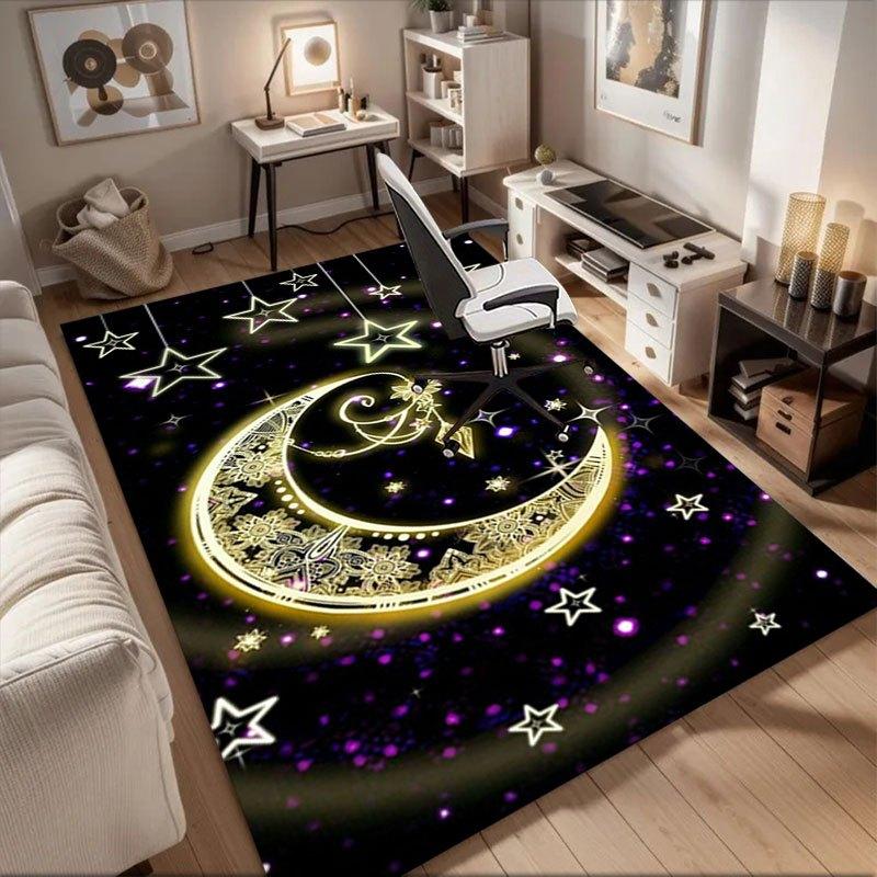 Enchanted Celestial Crescent Moon & Stars Wall Art Decor Office Mat Home Decor Office Desk Chair Carpet for office ph55 60cm by 90cm