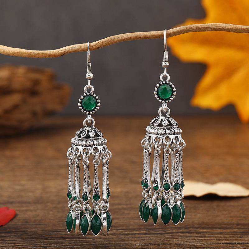 Bohemian Rhinestone Bell Tassel Earrings: Exotic Indian Ethnic Style
