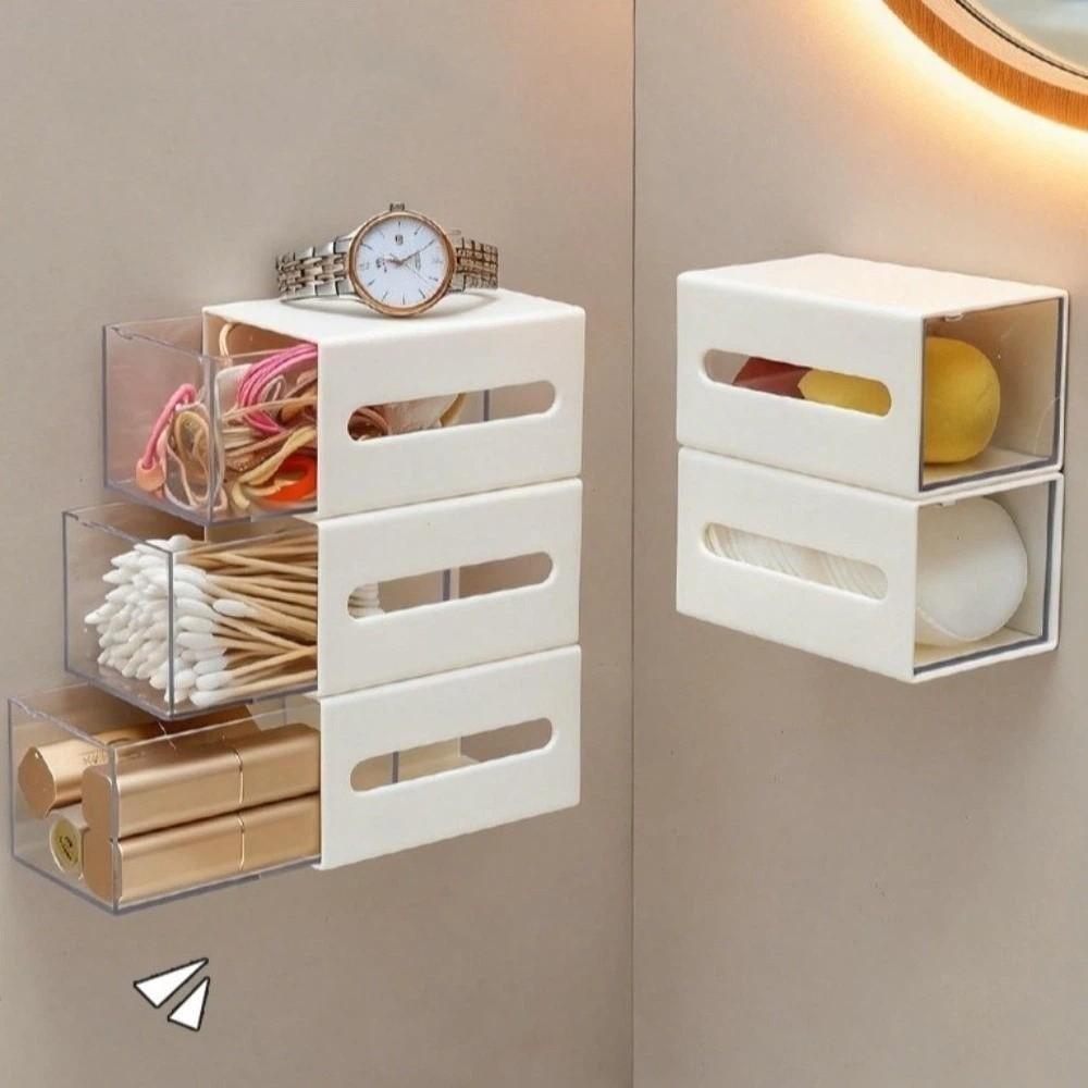 No-drill Storage Box Space Saving Makeup Organizer Durable Hair Ties Clips Holder Bathroom