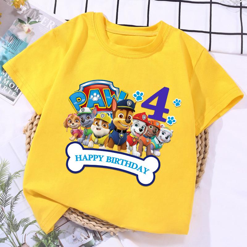 T-shirt Paw Patrol per Bambino e Bambina, Top per Festa di Compleanno, Magliette, Vestiti per Bambini di Anni, Vestiti Cartoni Animati, Magliette Morbide a Maniche Corte per Neonati, Maglietta