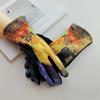 Oil Painting Print Touch Screen Gloves Thick Fleece Lining Art Printed Gloves  Retro Opera