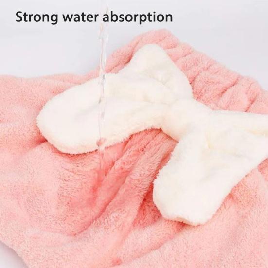 Absorbent Hair Drying Cap Quick Dry Microfiber Hair Towel Wrap Shower Cap Wet Hair Drying Turban with Bow Tie for Women Girls
