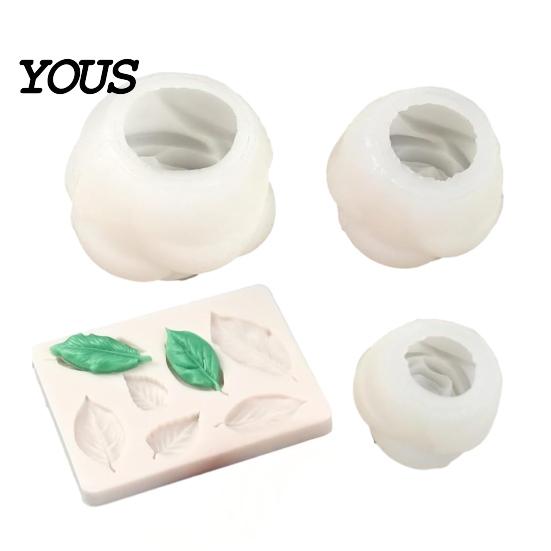 Flexible Flower Mold 4Pcs Silicone Mold, DIY Rose Candle Soap Making Epoxy Resin for Chocolate, Baking Craft Gift