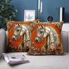 1 Pieces Exquisite Horse-Print Orange Floral Pattern Pillows Polyester pillowcase, sofa decorative cushion cov Headboard Pillow