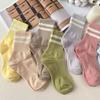Candy-Colored Women's Odor-Resistant Antibacterial Striped Cotton Sports Socks