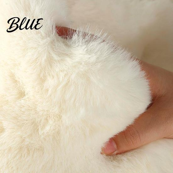 Washable Rabbit Fur Bed Cushion Round Faux Cat Mat Pet Rug Soft Fluffy Non-Slip Non