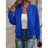 Women Solid Color Zipper Baseball Collar Casual Loose Jacket