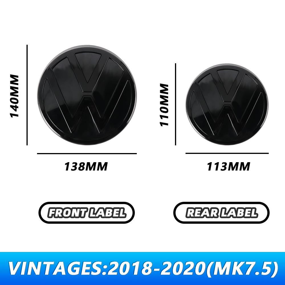 1 set ABS Replacement Style Front Grill Badge & Rear Trunk lid Emblem For VW Golf MK7 2014-2017 Golf MK7.5 2018-2020 Without CC QV6