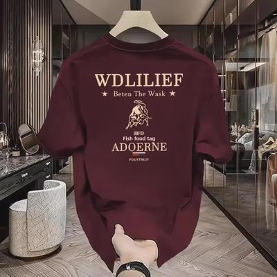 Men's Summer 2024 American Fashion Letter Print Short-Sleeve Loose Casual T-Shirt