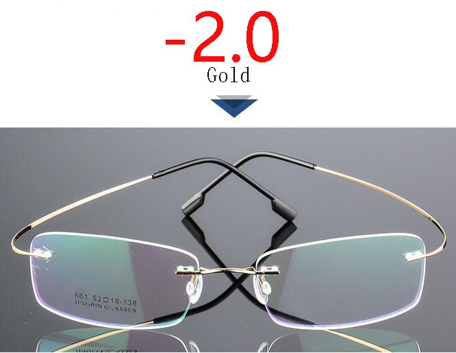 Coating Superelastic Frameless Myopia Eyeglasses Men Women Rimless Ultralight Frame Myopia Eyeglasses 100 ~ 400 Degrees
