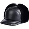 Men's Genuine Leather Winter Hat - Lei Feng Style with Ear Protection, Warm Cotton Lining for Middle-Aged and Elderly