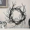 Halloween Indoor Décor: Black Withered Branches Wreath
