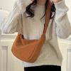 Corduroy Shoulder Bag Minimalist Crossbody Bag Women's Handbags Fashion Fabric Underarm Bag Solid Color Zipper Female Handbag