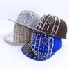 Unisex Hip Hop Baseball Cap With Rivets Chain Punk Design Flat Brim Streetwear Hat Men Women