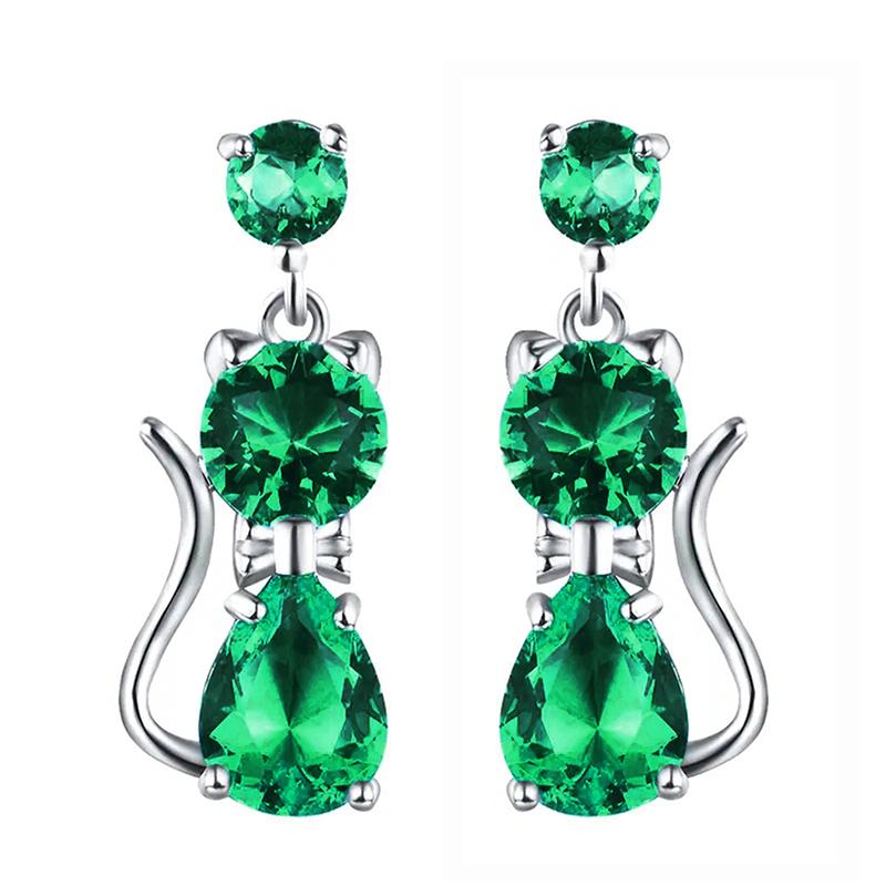 Huitan Romantic 9 Colors Cat Earrings for Women Inlaid Brilliant Cubic Zirconia Statement Girl Earrings Daily Wear Party Jewelry