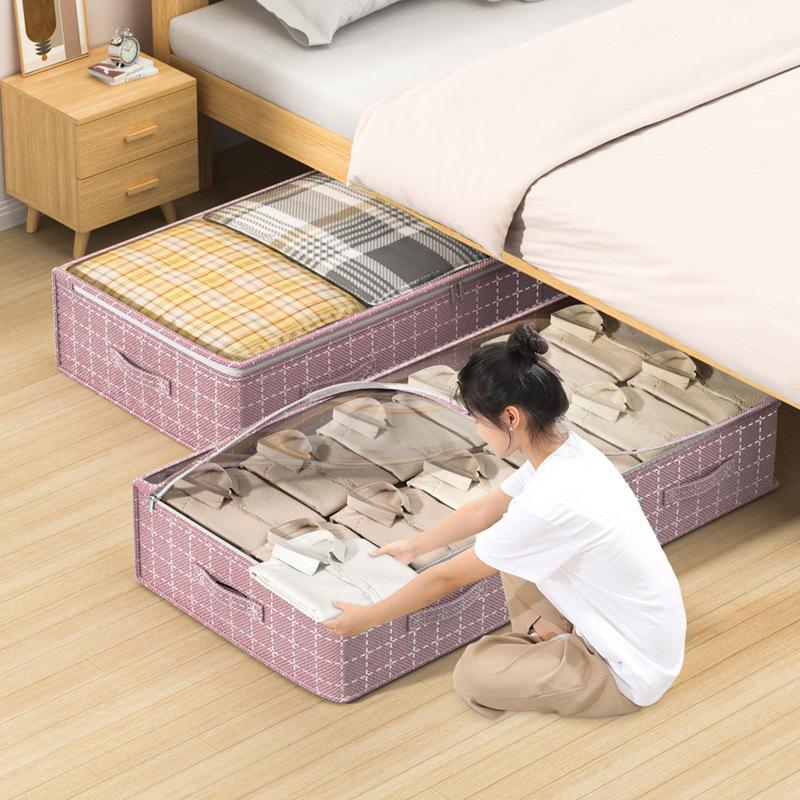 1Pc Under Bed Storage Containers, Large Capacity Underbed Storage Bags Organizer, Thick Fabric Storage Bins with Clear Window