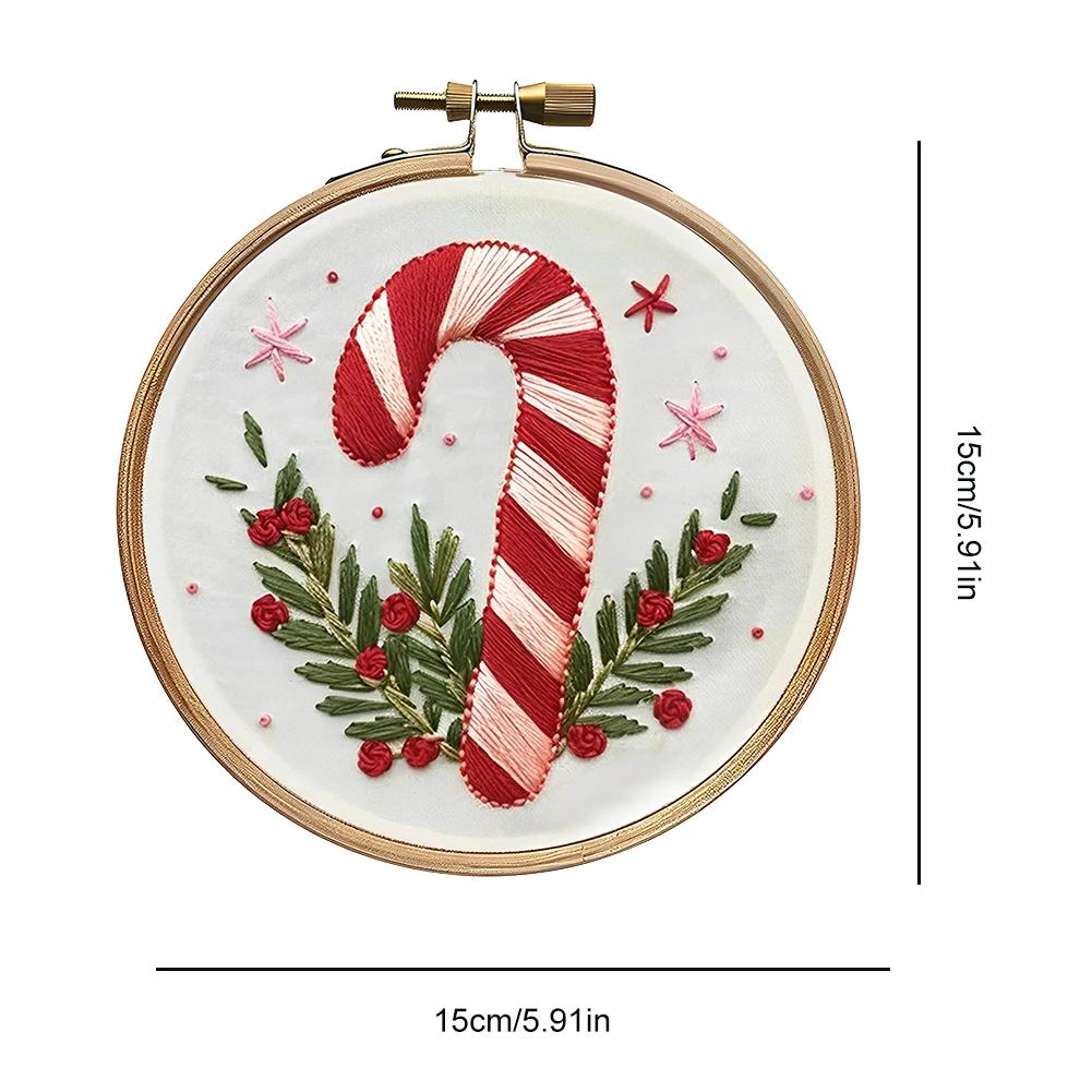Christmas Cross Stitch Embroidery Kit Includes Hoop Cloth Threads Handmade Sewing Art Craft Kit DIY Embroidery Kit for Beginners