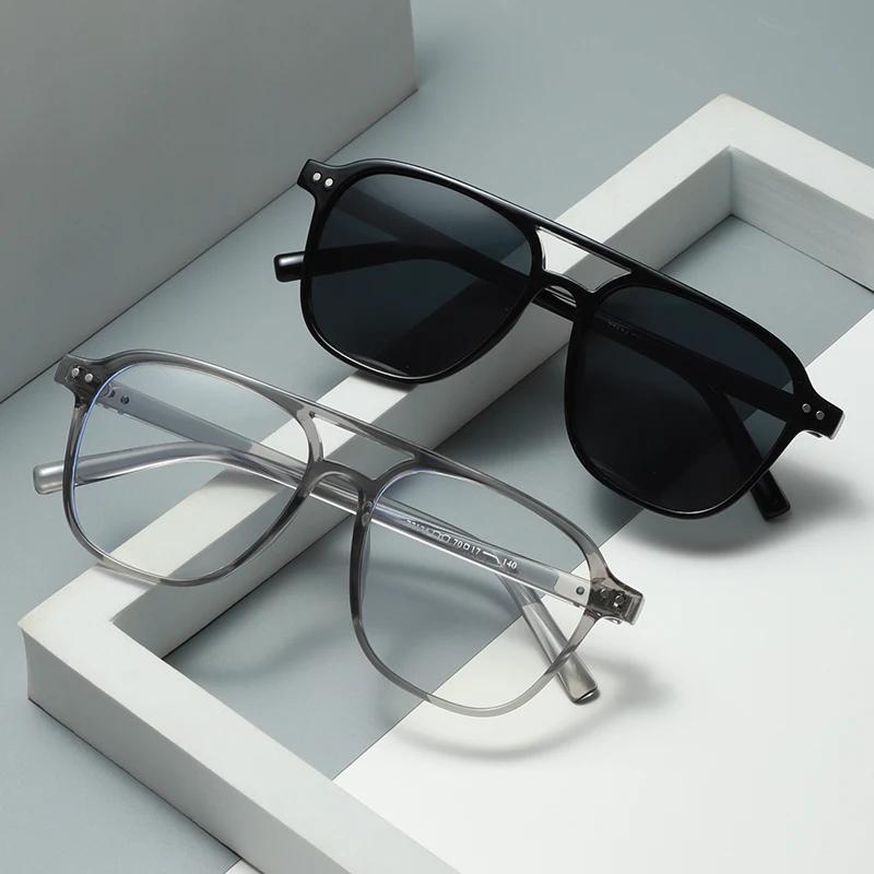 2PACK Fashion Double Bridges Pilot Women Sunglasses Retro Rivets Men Trending Gradient Sun Glasses Shades UV400