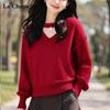 La Chapelle Women's V-Neck Long-Sleeve Knit Top