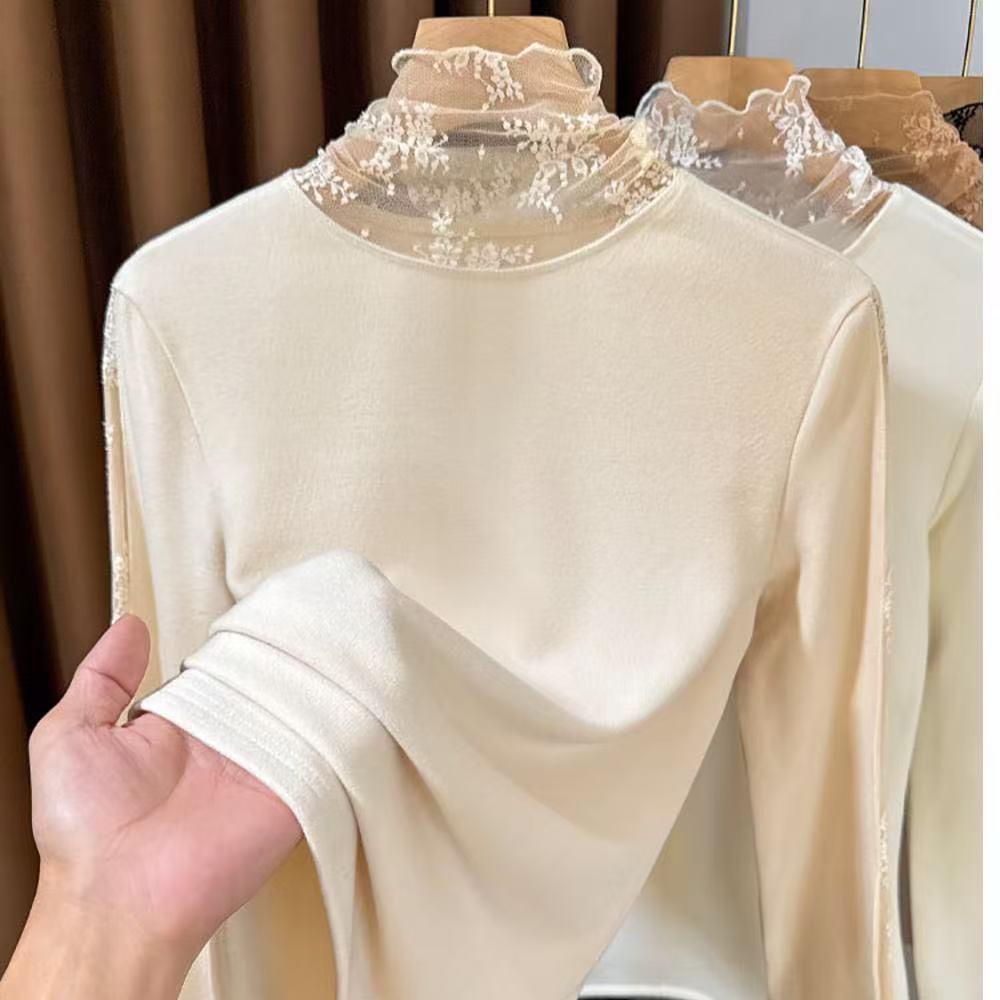 

Elegant Velvet-Lace Trim Base Layer Top L (95-105 lbs) абрикосовый