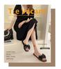 2025 Spring/Summer Women's Square Toe Open Toe Bowknot Slides