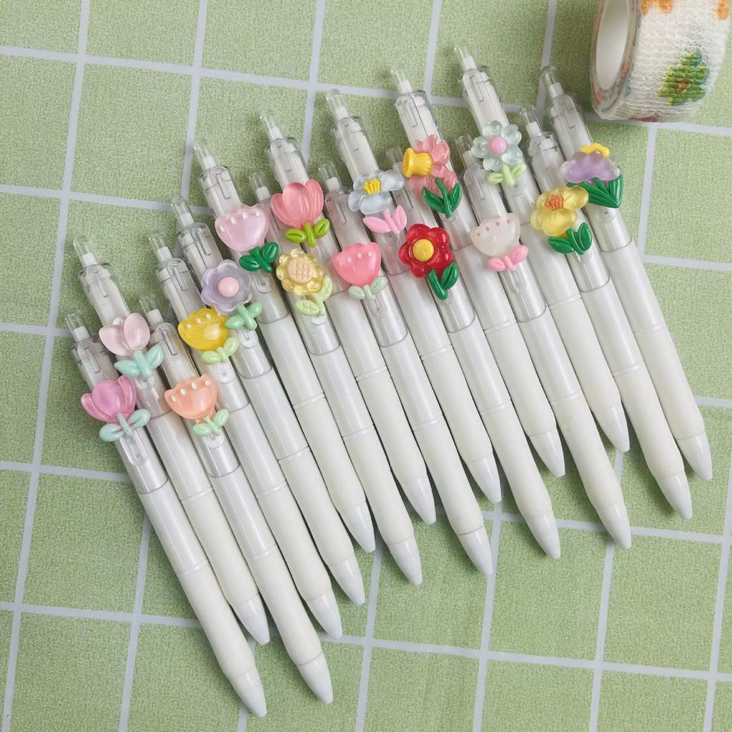 2 stk Søt Tulipan Blomsterhode Gelpenn 0,5 mm ST Hurtigtørkende Student Notater Test Skrivesaker Skrivepenn Kawaii Skoleutstyr