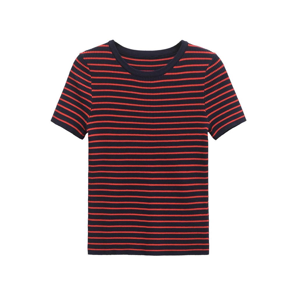 Spring 2025 Women's European American Striped Slim Fit Knit Top