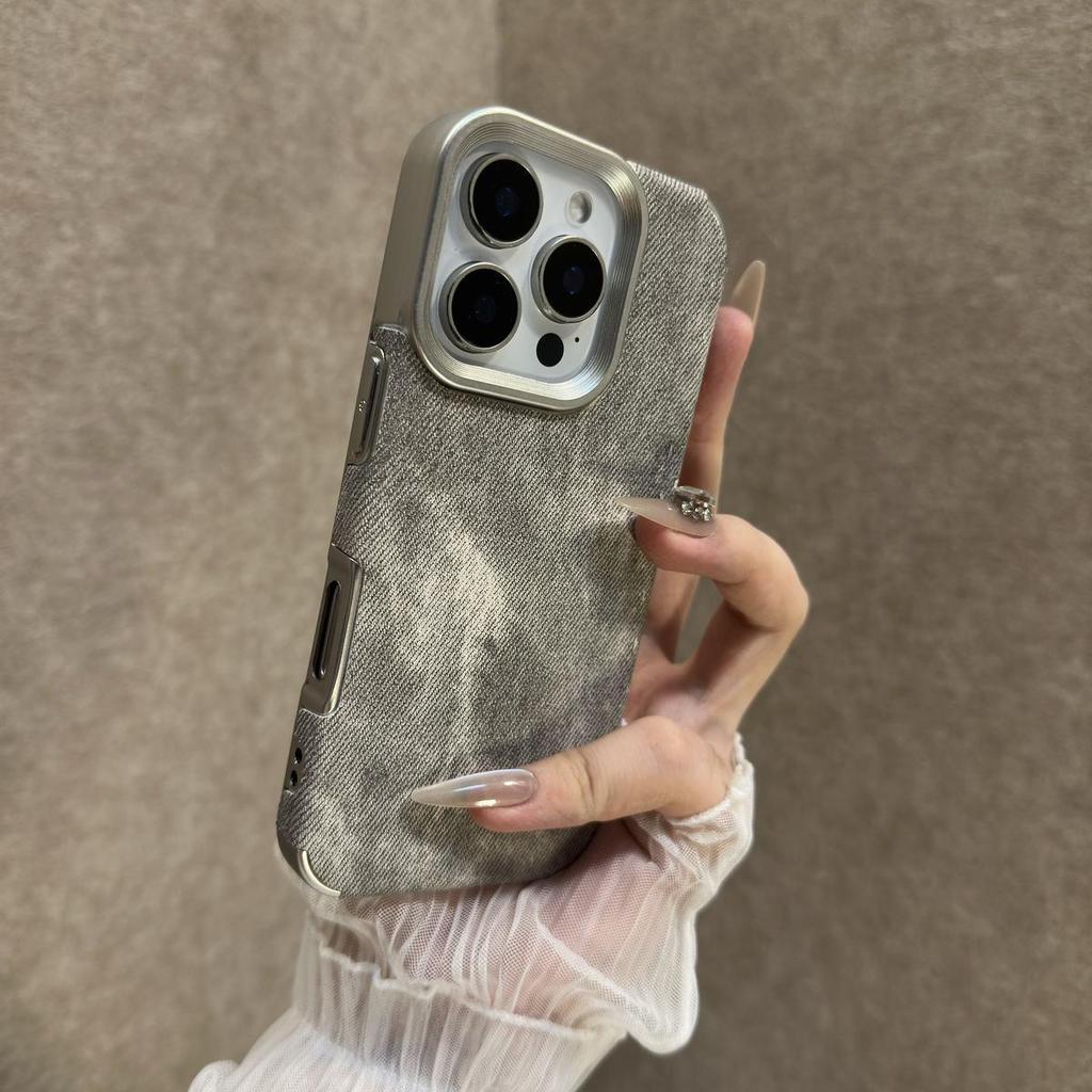 Retro Denim Soft Phone Case for iPhone 13/15/16/17 Pro Max - Stylish Full Coverage Unisex
