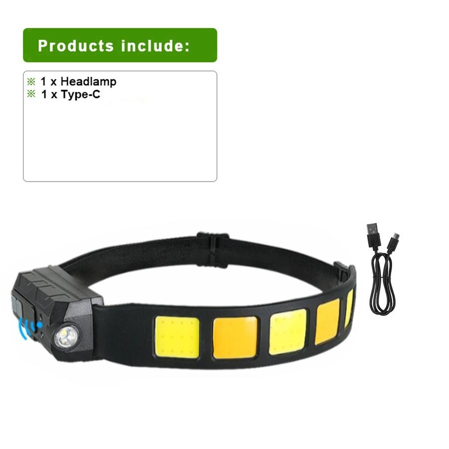 

COB LED Headlamp Induction Head Lamp Built-in Battery USB Rechargeable Head Flashlight Outdoor Camping Fishing Headlight CH-6105