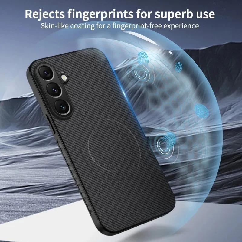 Carbon Fibre Kevlar Magnetic Phone Case for Orginal Samsung Galaxy A56 A36 A26 A16 A06 A55 A35 A15 A05S A54 A14 A53 A52 Cover