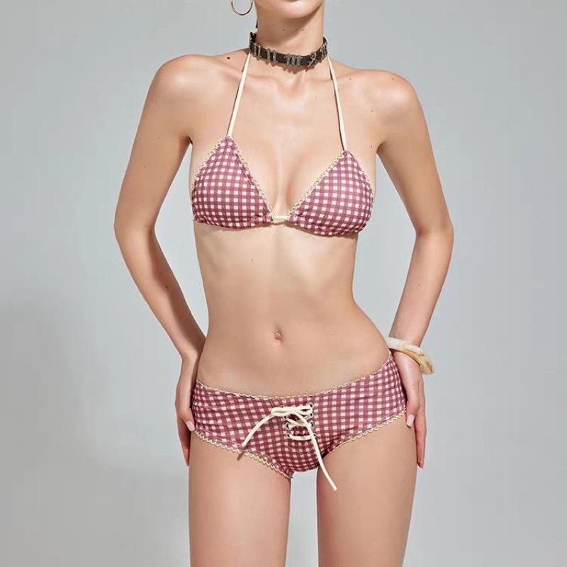 1111 swimsuit female cute girl retro polka dot pure desire sexy hottie bikini three-piece swimsuit