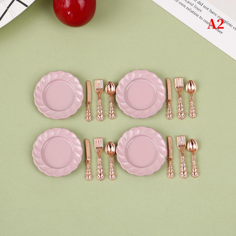 

1:12 миниатюр для кукольного домика Столовые приборы Нож Вилка Ложка Тарелка Набор Аксессуары Игрушки