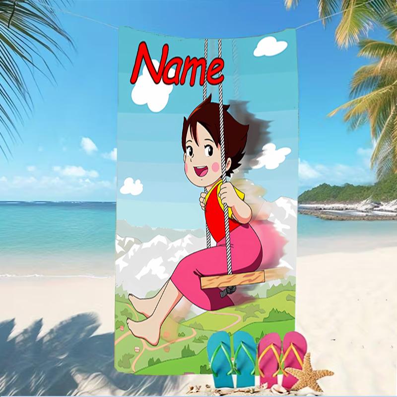 Customizable personalized beach towels Heidi themed designs.Suitable for the beach, yoga, sports;ideal as beach accessories