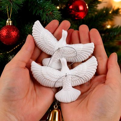 1/4 Stück Harz Weiße Taube Weihnachtsschmuck Weihnachtsbaum Hängeanhänger 2026 Neujahrsparty Heimwand DIY Dekoration Kindergeschenke