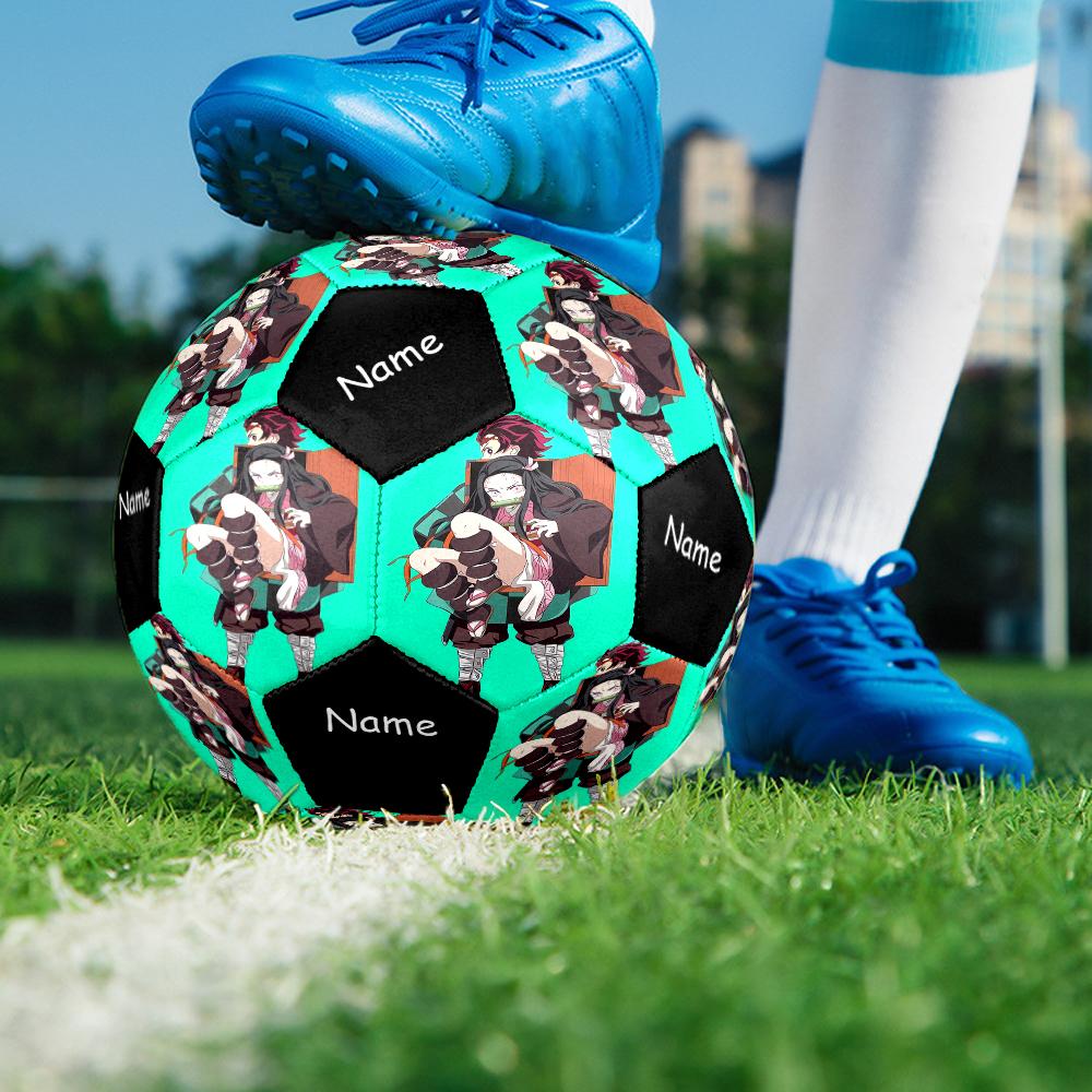 Custom Name Demon Slayer Theme Size 5 Soccer Ball, Suitable for Both Indoor and Outdoor Matches, a Gift Suitable for Everyone.