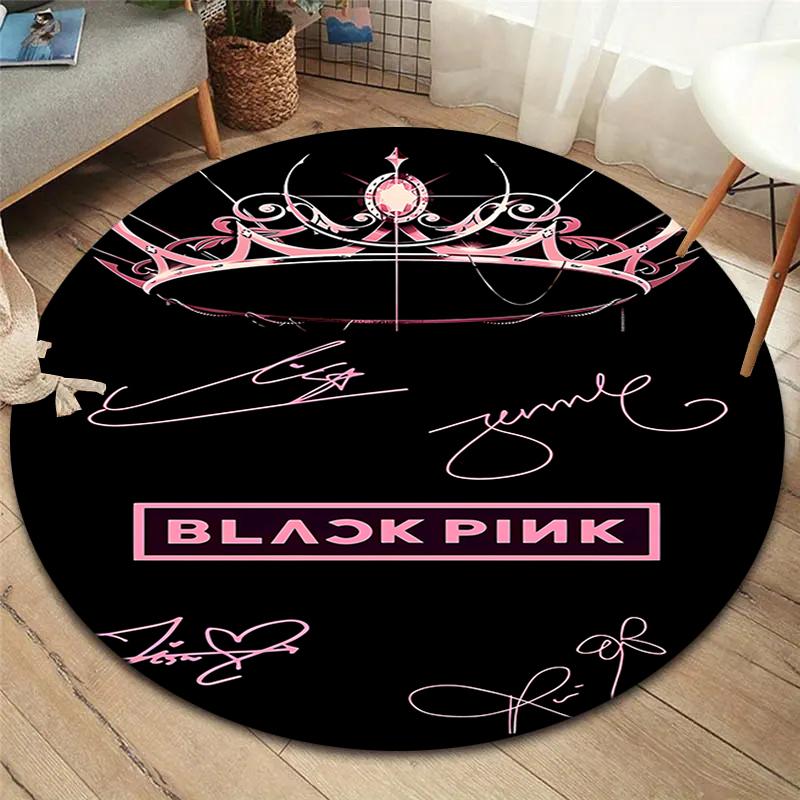 

Круглий килим Blackpink, Килимок для вітальні, спальні, дивана, ігрової кімнати, Нековзкий килимок для підлоги 80cmx80cm