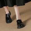 Thick-soled Black Light Mouth with Skirt Style College Small Leather Shoes Thick Heel Single Shoes Women