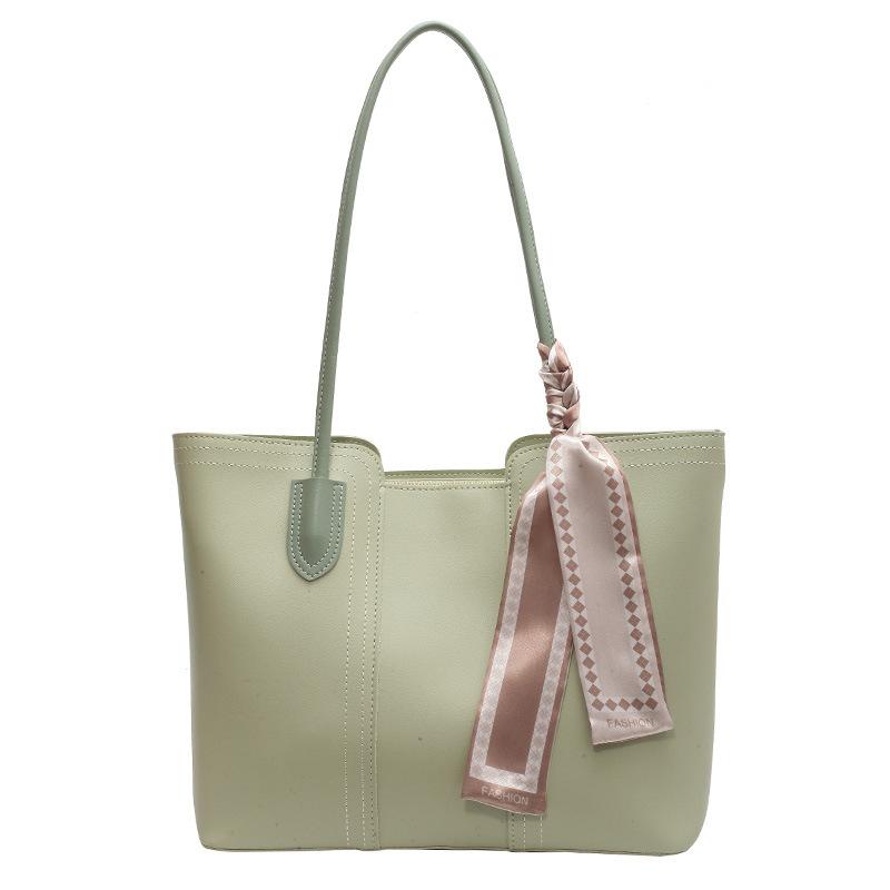 Large-capacity Bag Women's New Portable Shoulder Solid Color Premium Portable Commuting Versatile Free Silk Scarf Tote Bag