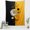 Yellow Black Color Blocking Daisy Tapestry Wall Hanging Simple Art Modern Style Bohemian Home Decor Background Cloth